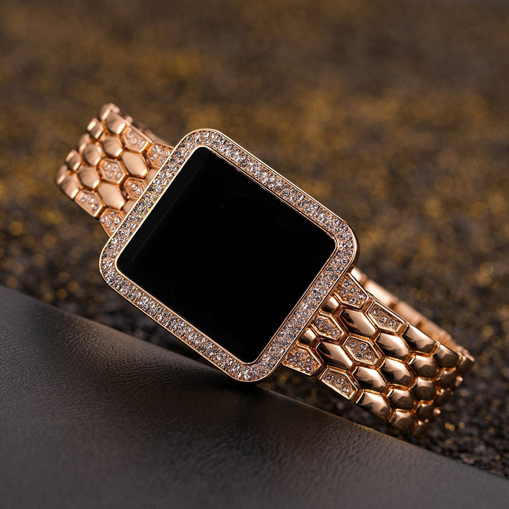 Women Watch 2023 Top Luxury Rhinestone Rose Gold Wrist Watch for Women Fashion image 0