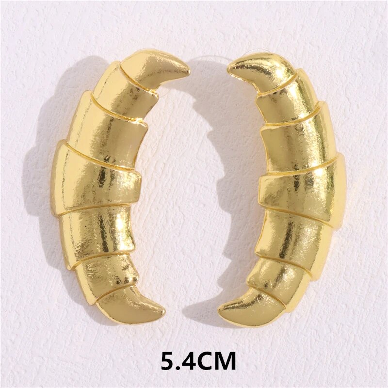 HangZhi New Design Cowhorn Vortex Stud Earring Geometric Gold Sliver Color Spir image 5