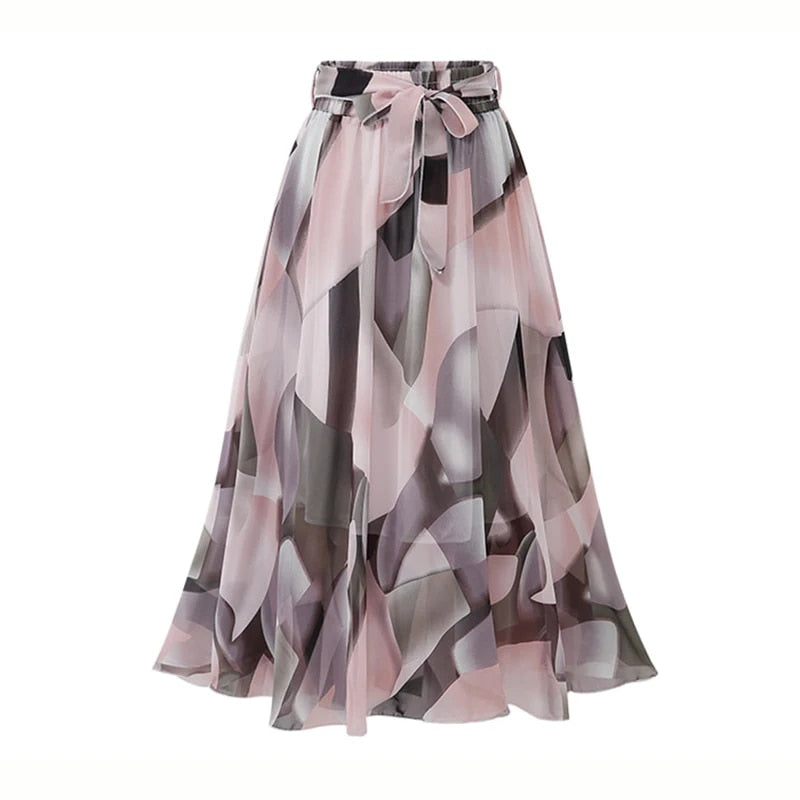 2023 Summer Print Floral Skirts For Women Casual Loose Elastic Waist Plus Size image 0