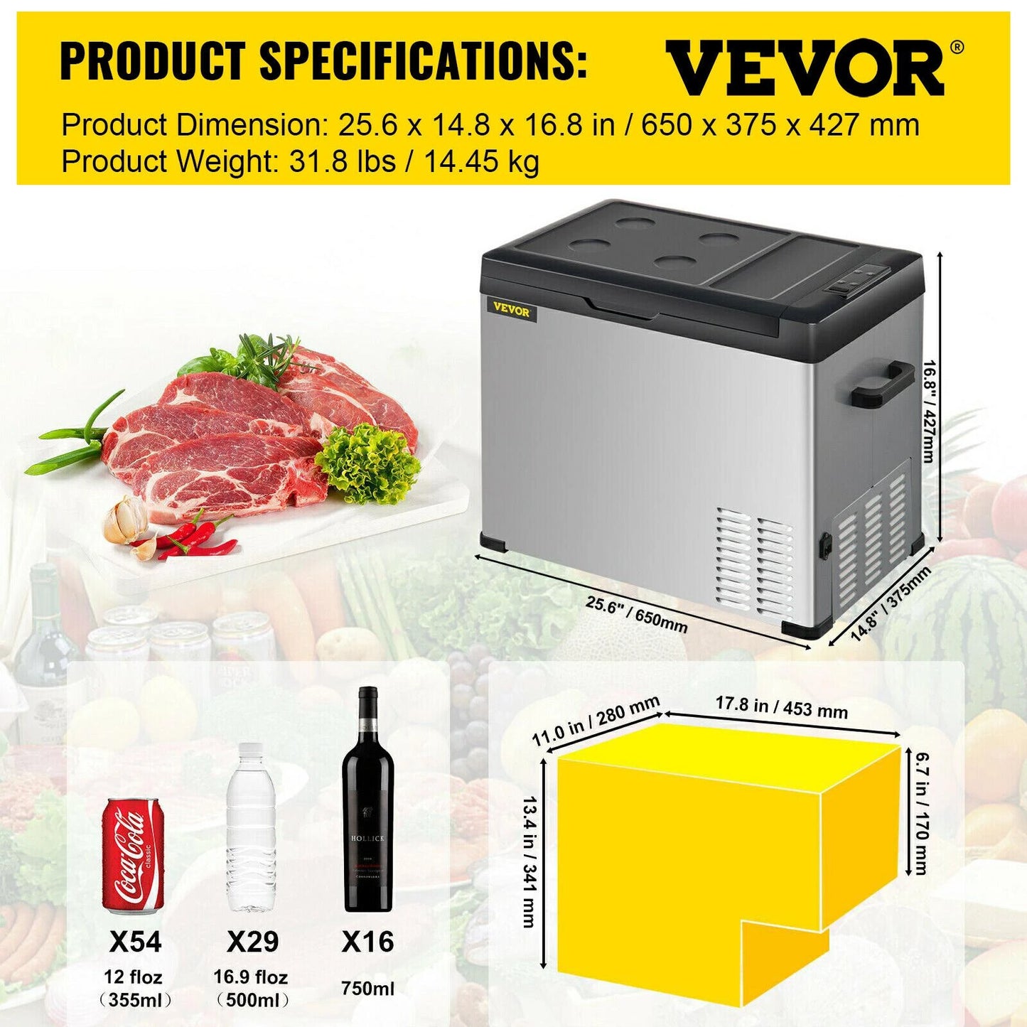 VEVOR 30L 40L 50L Mini Car Refrigerator Portable Fridge Freezer 12/24V DC 110-2 image 1