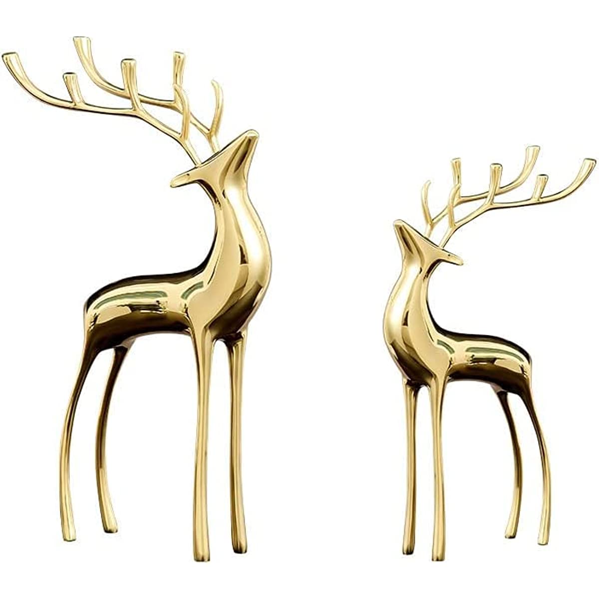2 Pieces of Brass Reindeer Sculpture, Gold Animal Statue, Pure Copper Handicraf image 6