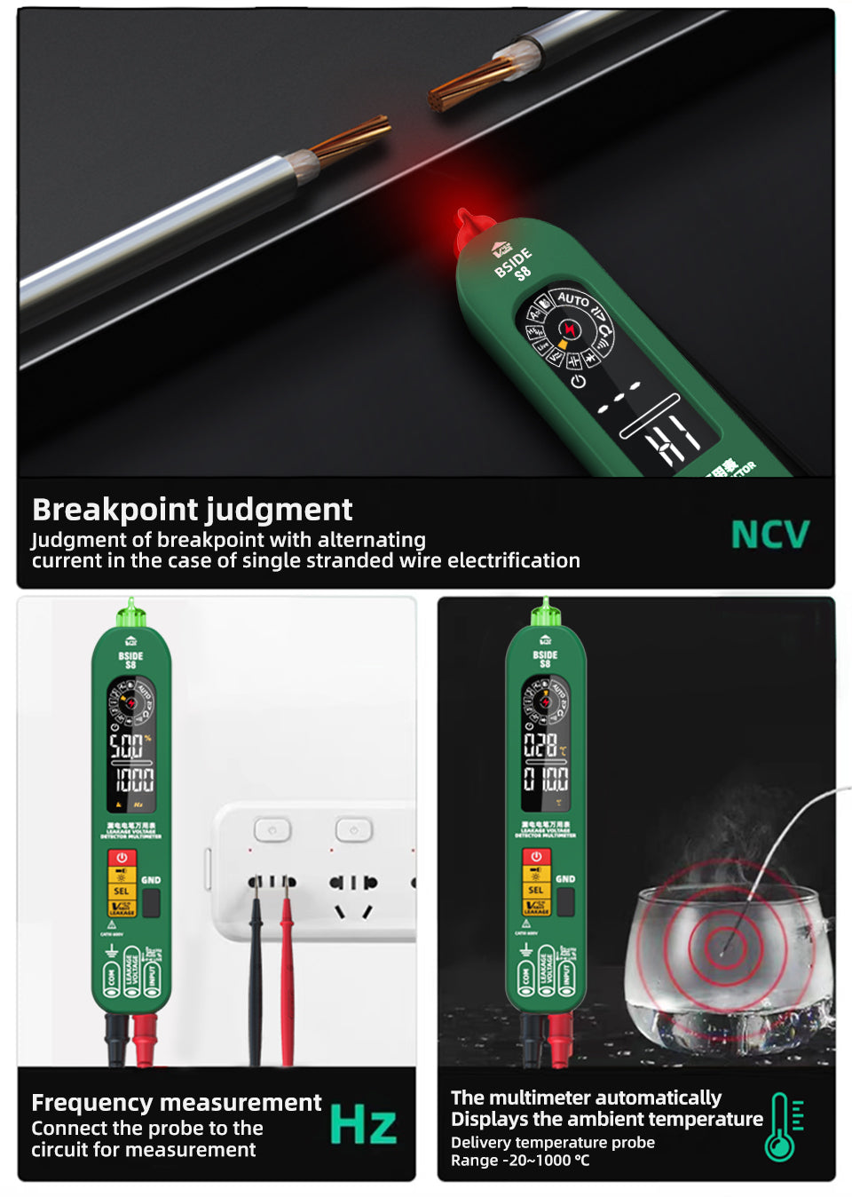 BSIDE New Multifunction Electric Pen Autorange DC AC Voltage Smart Multimeter C image 2