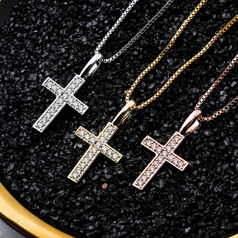 TOPGRILLZ 925 Sterling Silver Ice Zircon Cross Pendant Gold Silver Rose Gold image 8