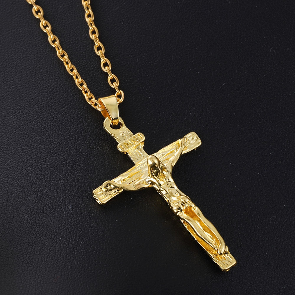2022 Gold Christian Stainless Steel Pendant Necklace for Men Fashion Jewelry image 7