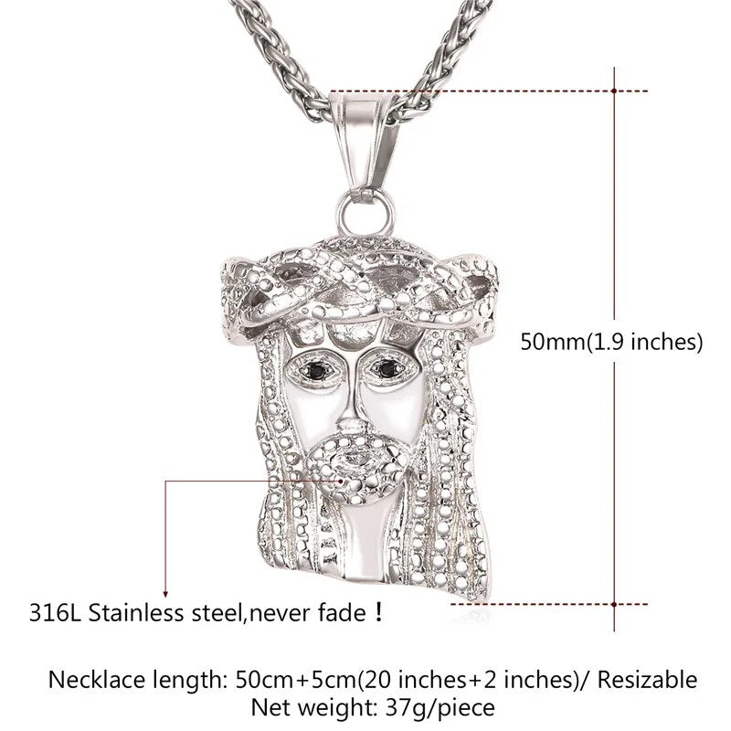 U7 Jesus Piece Christian Necklace Silver/Gold Color Stainless Steel Pendant & C image 6