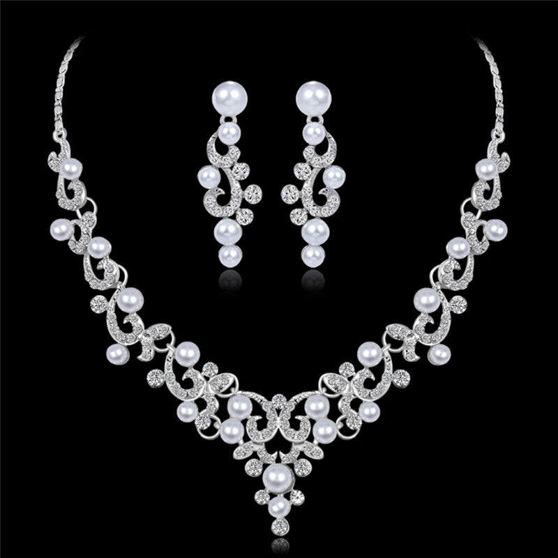 KvJJL Pearl Jewelry Sets For Women African Beads Jewelry Set Wedding Imitation image 2