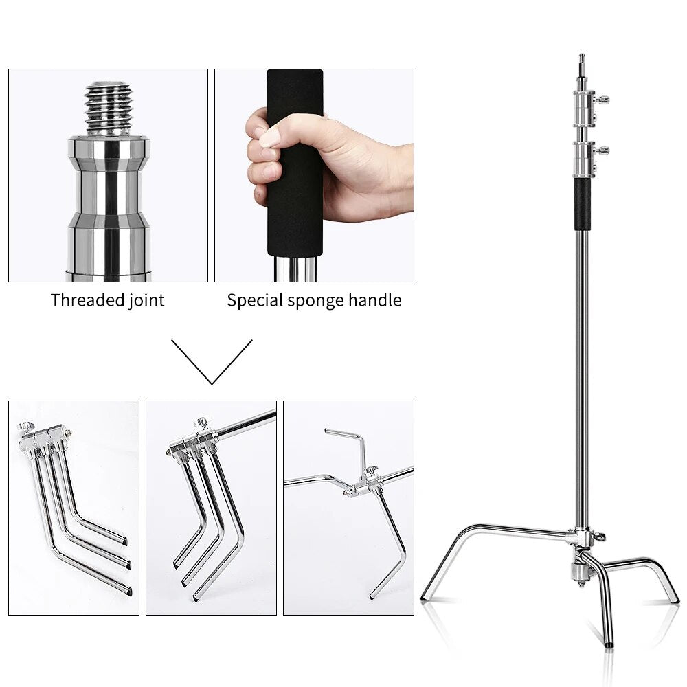 2.6M/8.5FT Stainless Steel Century Foldable Light Stand Tripod Magic Leg Photog image 6