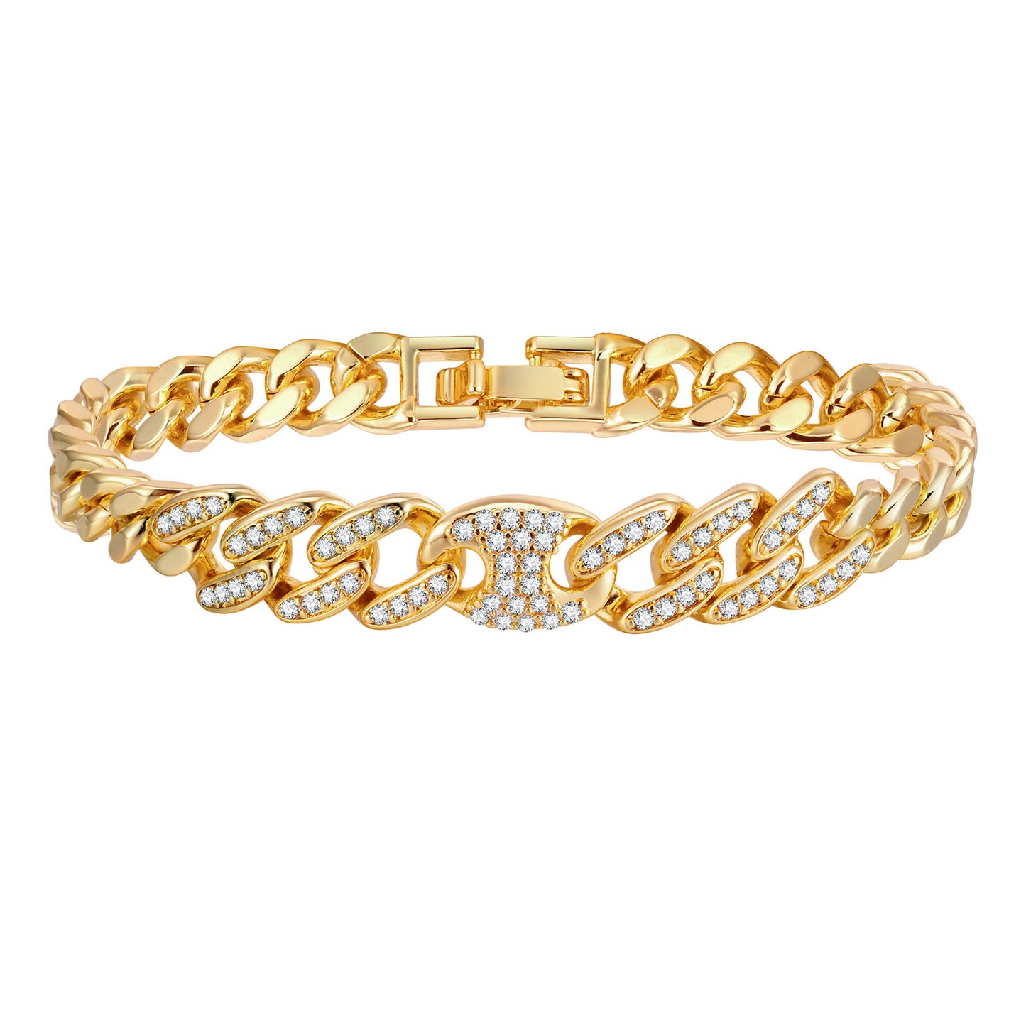 Cubic Zirconia Clover Bracelet for Women18k Gold Plated Link Statement Jewelry image 18