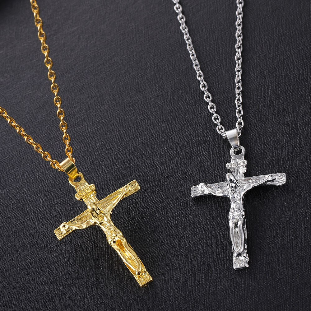 2022 Gold Christian Stainless Steel Pendant Necklace for Men Fashion Jewelry image 2
