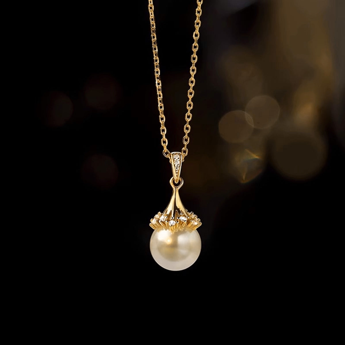 Natrual Fresh Water Pearl Necklace with Certificate 18 K Pure 100 Gold Pendant image 2