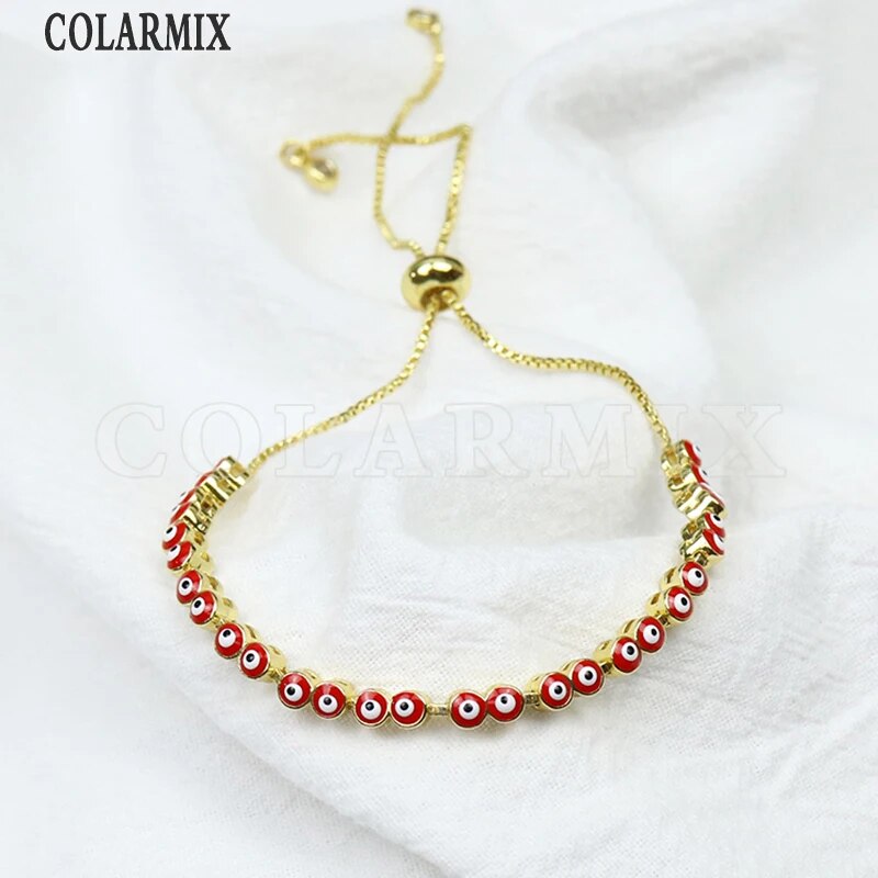 10Pcs 2022 Bracelet Enamel Colorful Eyes Braceelt Jewelry for Women Gold Plate image 8