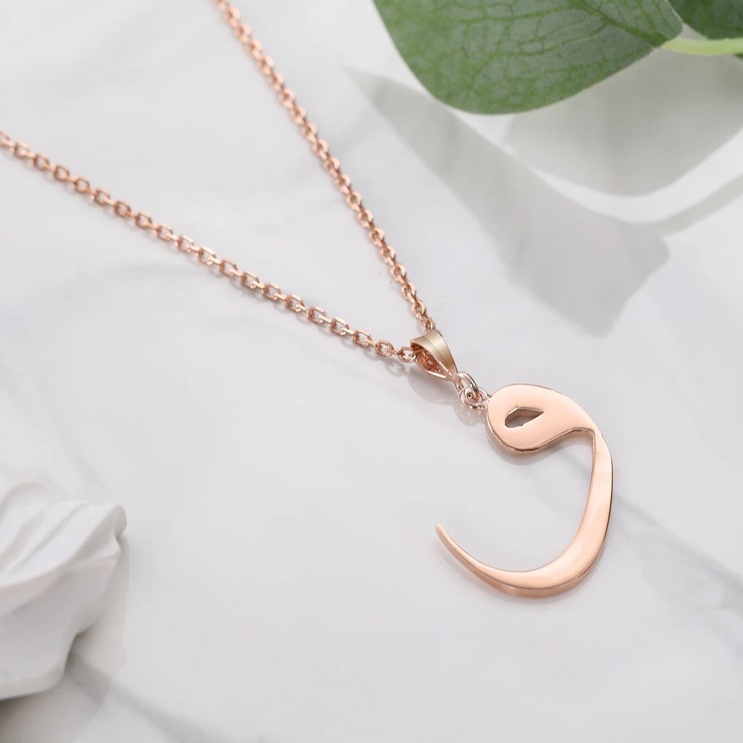 Arabic Initial Necklace Stainless Steel custom made 18k gold plated Name image 2