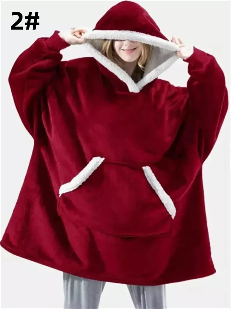 Winter Hoodies Sweatshirt Women Men Pullover Fleece Giant TV Oversized Blanket image 34