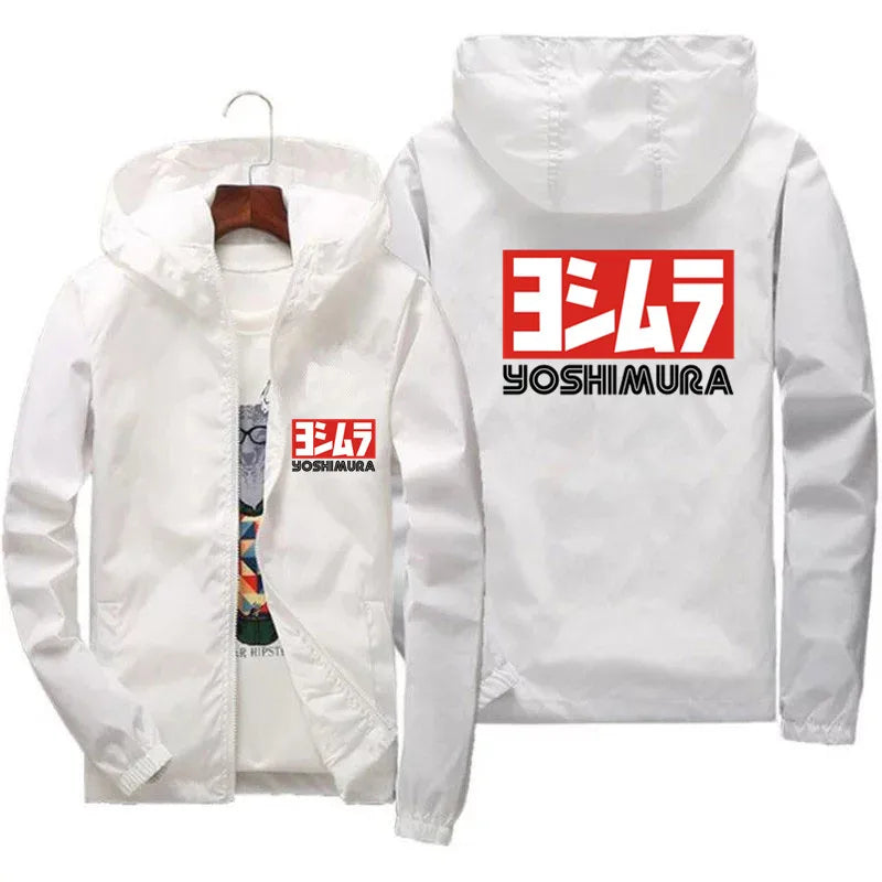 Yoshimura-Japanese pilot jacket with zipper for men, thin jacket with hood, ove image 3