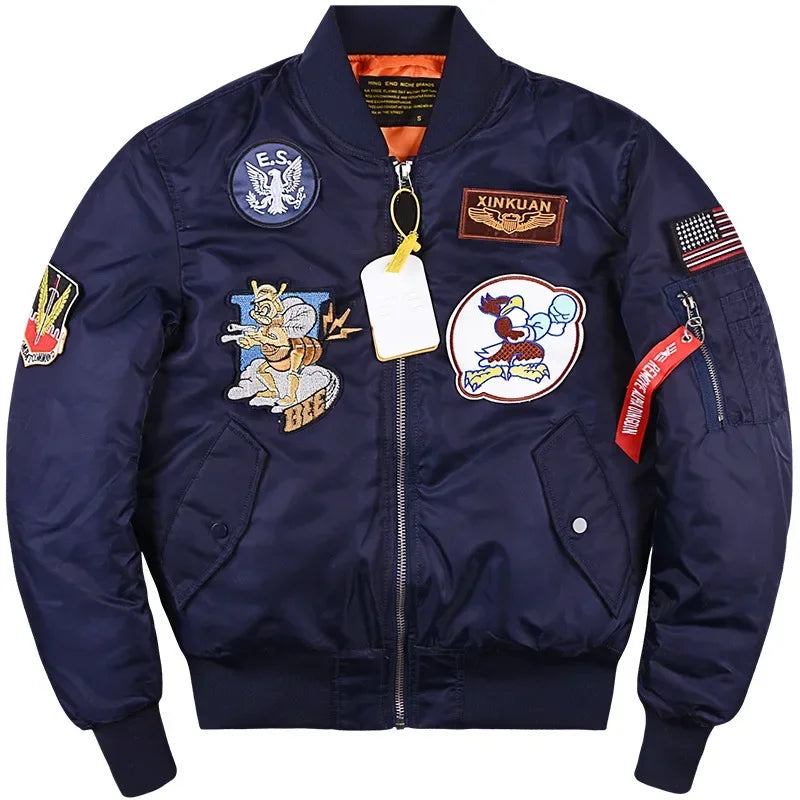 Winter Men Thicken Warm Flight Pilot Jacket Mens Casual MA1 Aviator Baseball Ai image 5