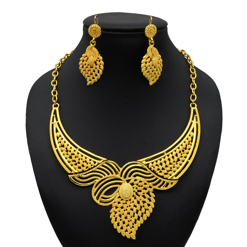 ANIID Luxury Indian Jewelry Sets for Women Party Dubai 24K Gold Color Necklace image 22