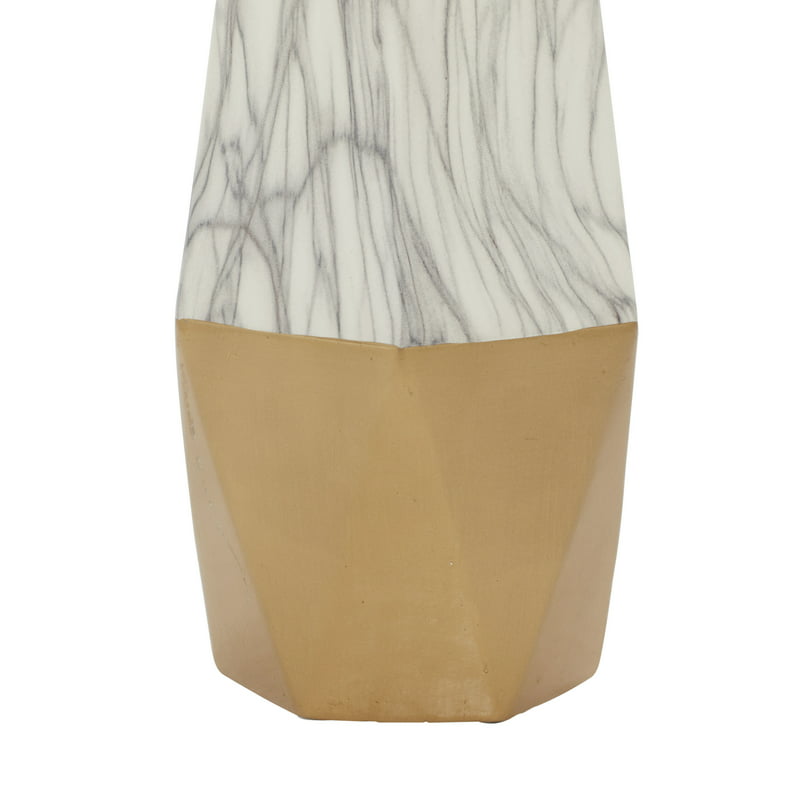 Faux Marble Gold Ceramic Vase with Gold Base image 7