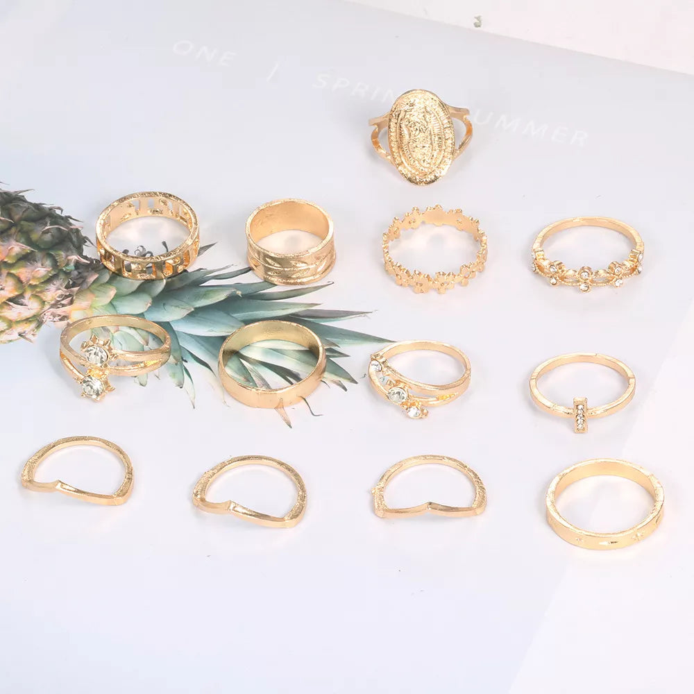 Gold Midi Finger Rings Set For Women crystal Geometric Retro Knuckle Ring image 3
