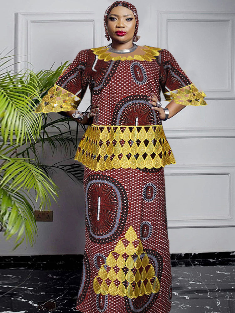 3XL 4XL Women Plus Size Clothing African Dashiki Print Wax Dress Wedding Party image 7