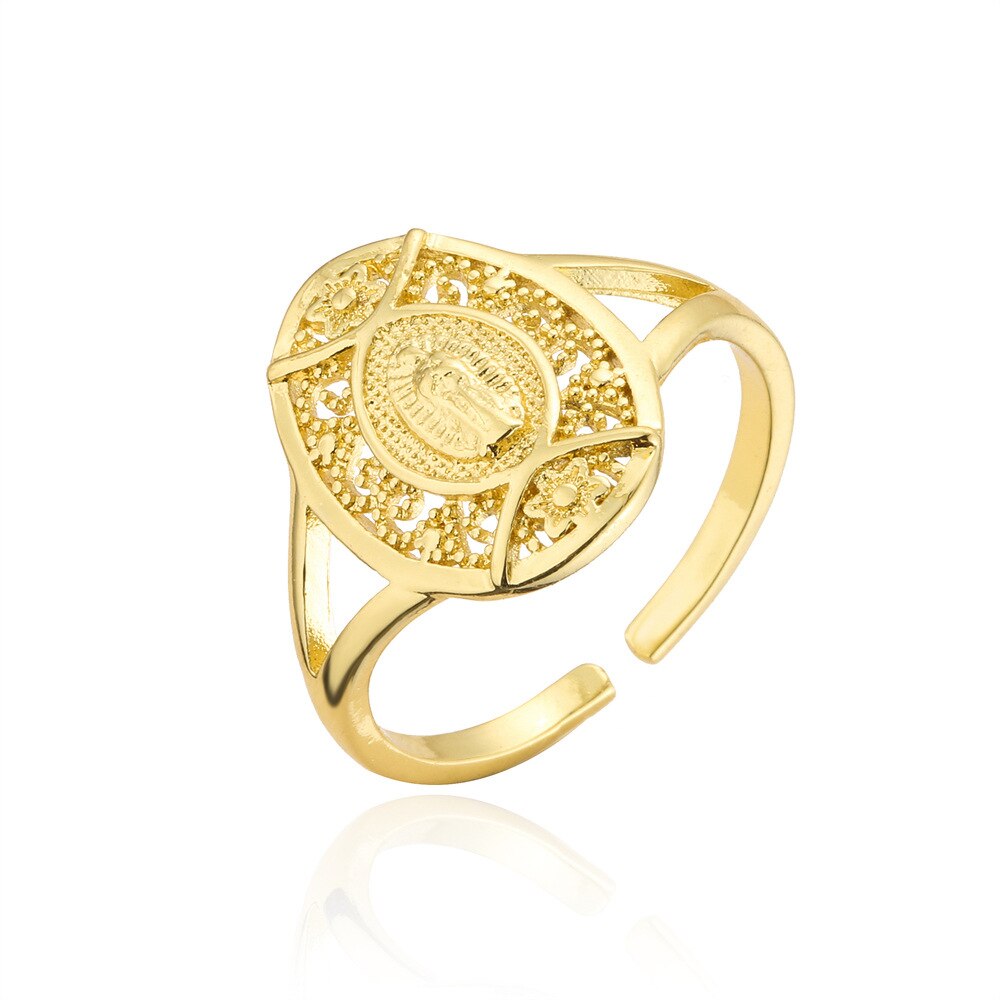 Virgin Mary Rings for Women Religious Medallion Lady of Guadalupe Ring Gold image 2