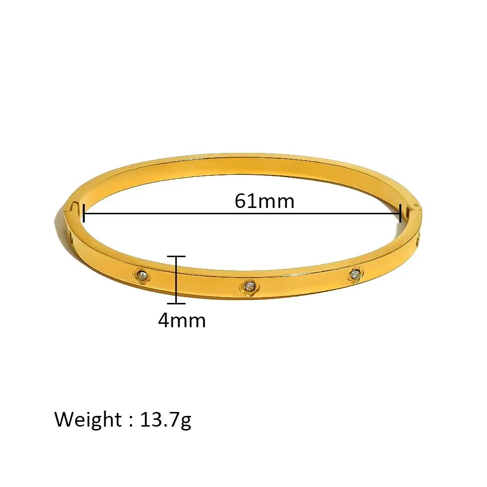 Waterproof Zirconia Cuff Bangles for Women Men 18k Gold Plated Stainless Steel image 10