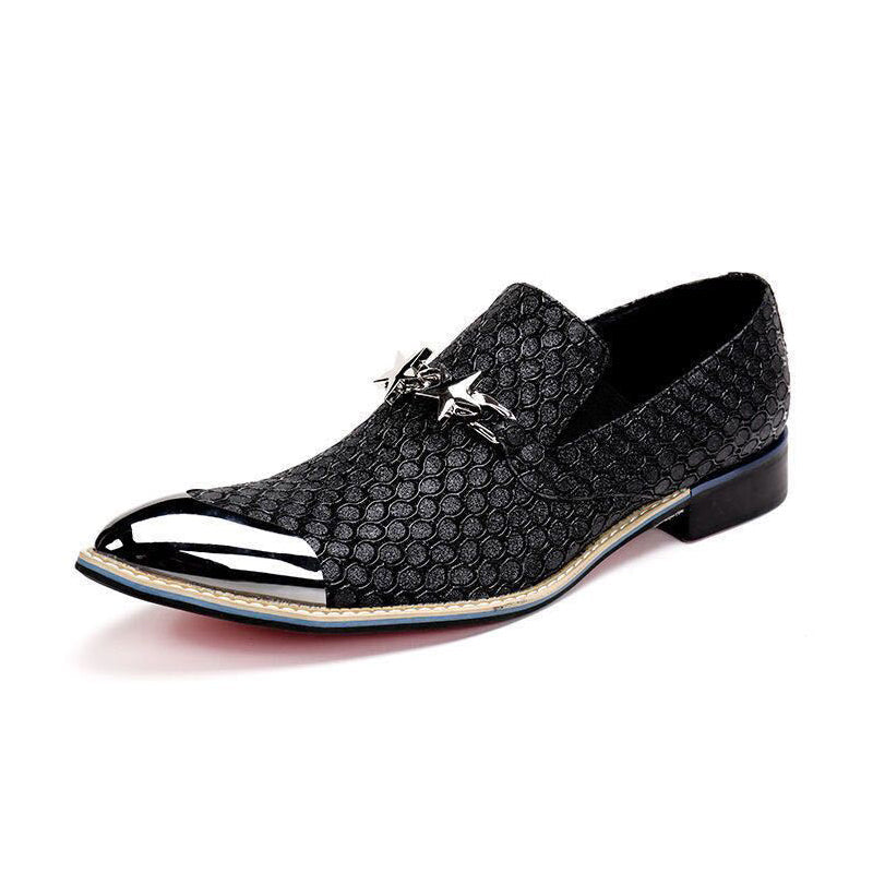 Zapatos de vestir de moda italiana para hombre de Christia Bella, con escamas de pescado y punta puntiaguda.
