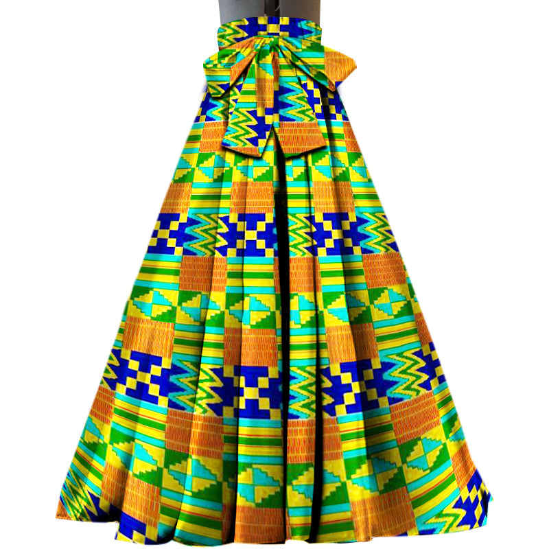 ¡¡¡EN OFERTA!!! Falda larga juvenil, diseño kente africano Falda larga con bolsillos Altos