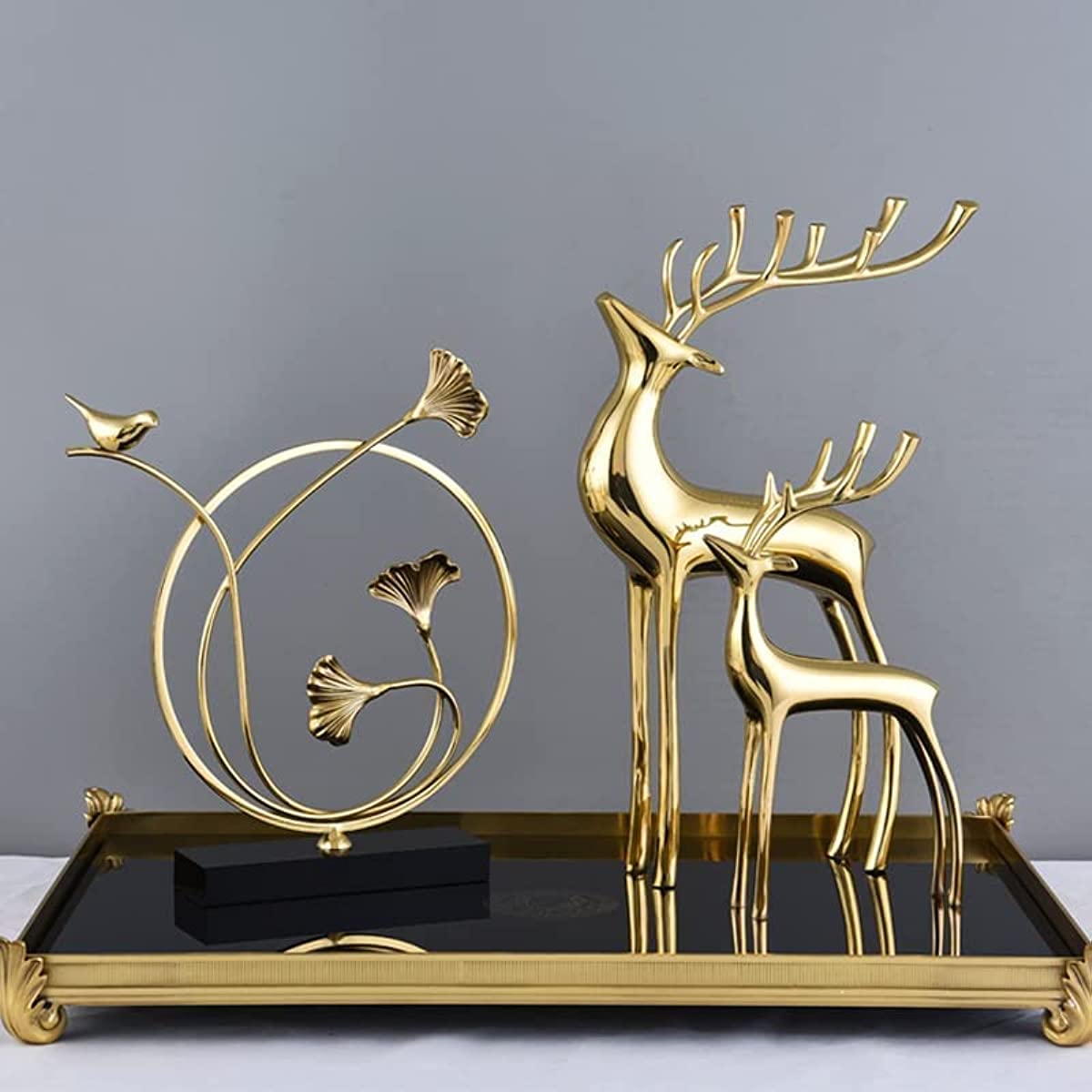 2 Pieces of Brass Reindeer Sculpture, Gold Animal Statue, Pure Copper Handicraf image 11