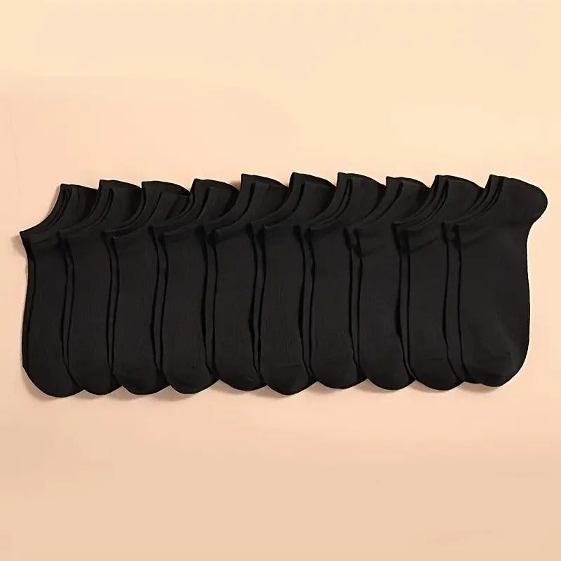 10 Pairs Unisex Casual Plain Color Boat Socks Thin Breathable Comfy Anti Odor S image 5