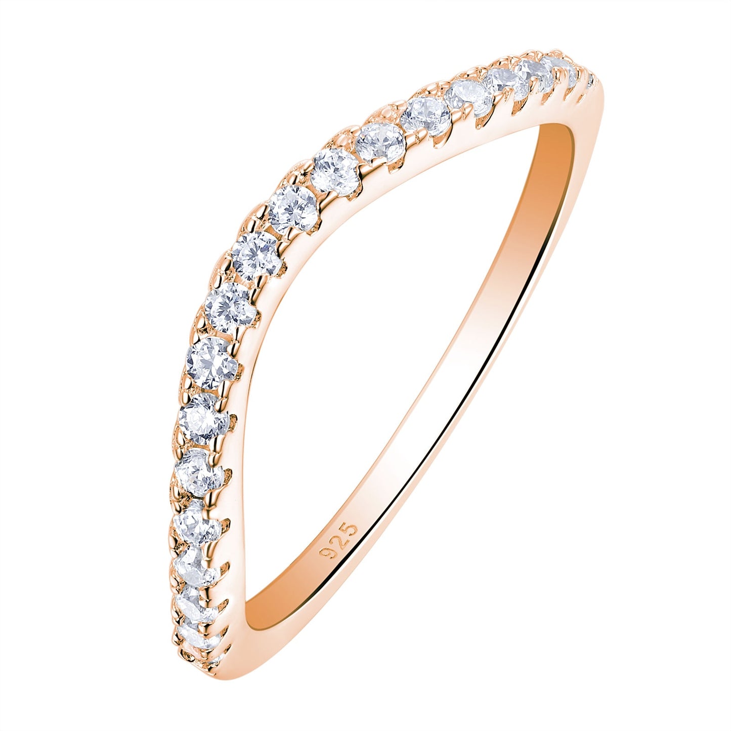 Newshe Rose Yellow Gold Curved Wedding Bands For Women Stacking Solid 925 image 0