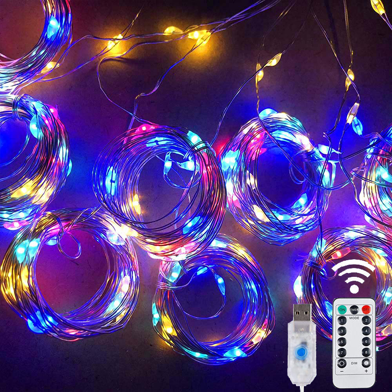 LED Curtain String Lights Christmas Garland Decor Fairy Light 8 Modes USB Remot image 3