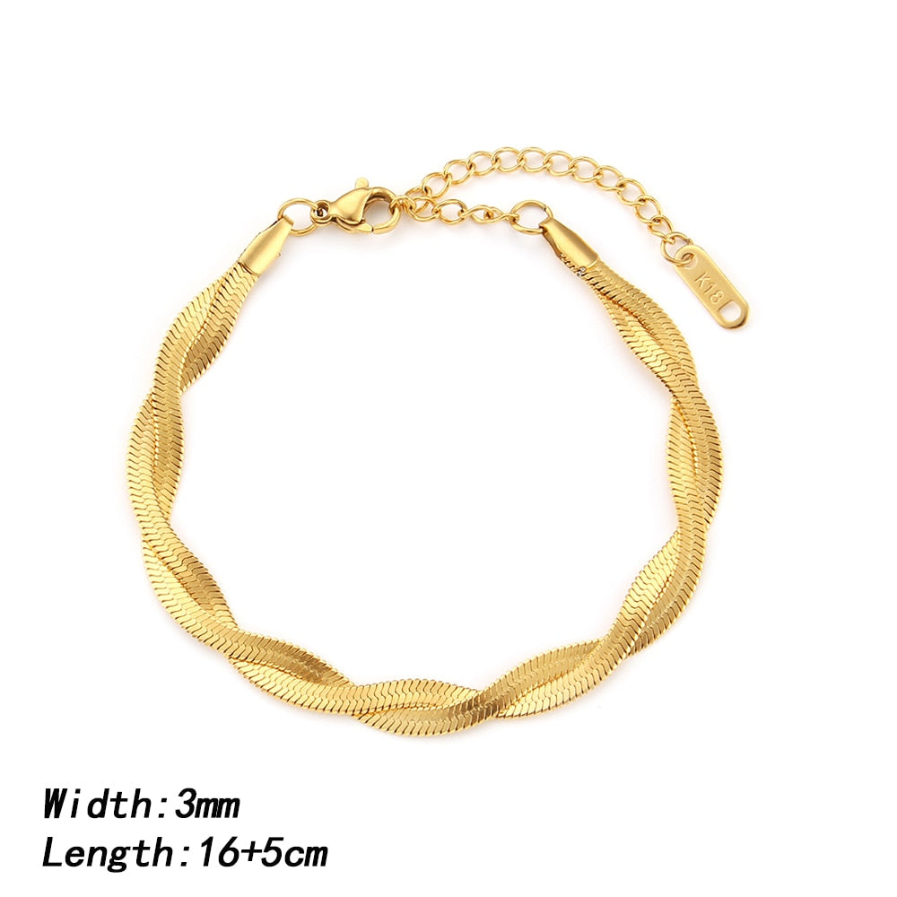 Gold Chain Necklace Bracelets Set Wholesale Stainless Steel Jewelry For Women G image 1