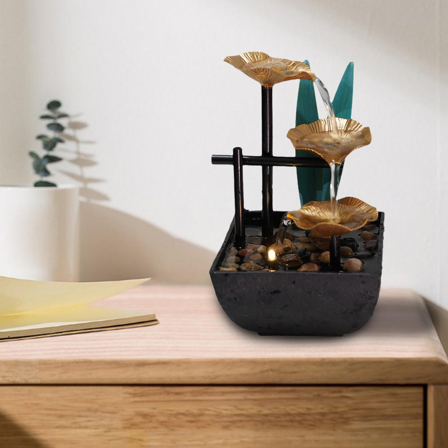 Relaxation Tabletop Water Fountain Indoor Garden Zen Desktop Waterfall Decor image 3