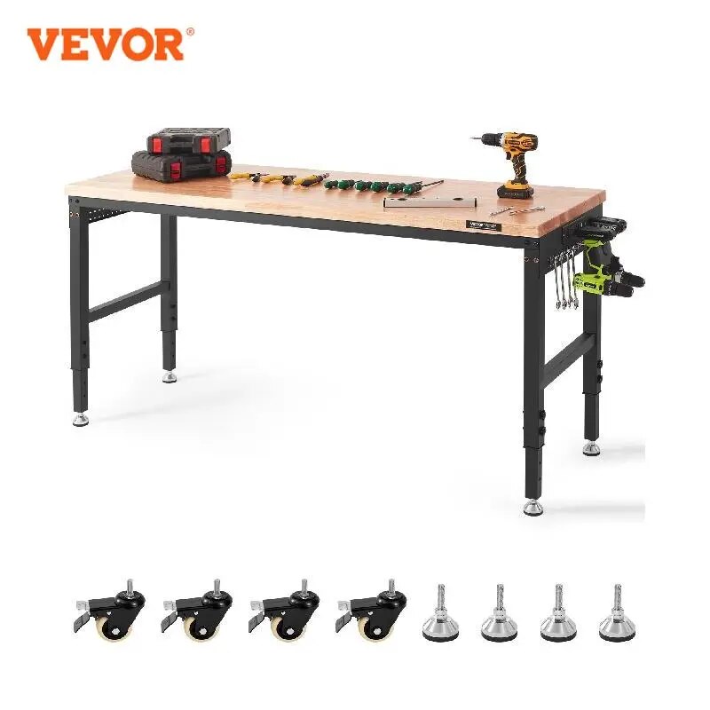 VEVOR Multifunctional Wood Work Bench Operation Saw Table with 10-Height Adjust image 1