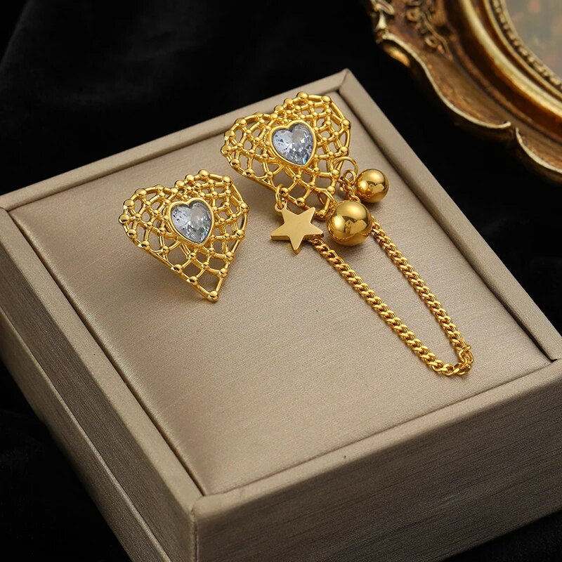 EILIECK 316L Stainless Steel Gold Color Fan Geometric Bohemian Drop Hoop Earrin image 8