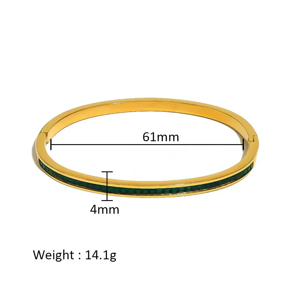 Waterproof Zirconia Cuff Bangles for Women Men 18k Gold Plated Stainless Steel image 14