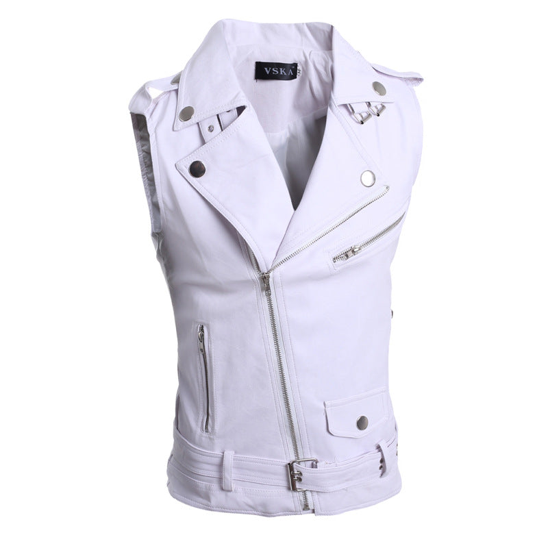 PU Men Vest Waistcoat Winter Jacket Turn-Down Vests Thicken Warm Coat Sleeveles image 4