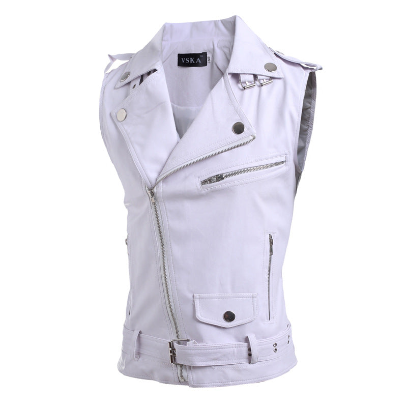 PU Men Vest Waistcoat Winter Jacket Turn-Down Vests Thicken Warm Coat Sleeveles image 1