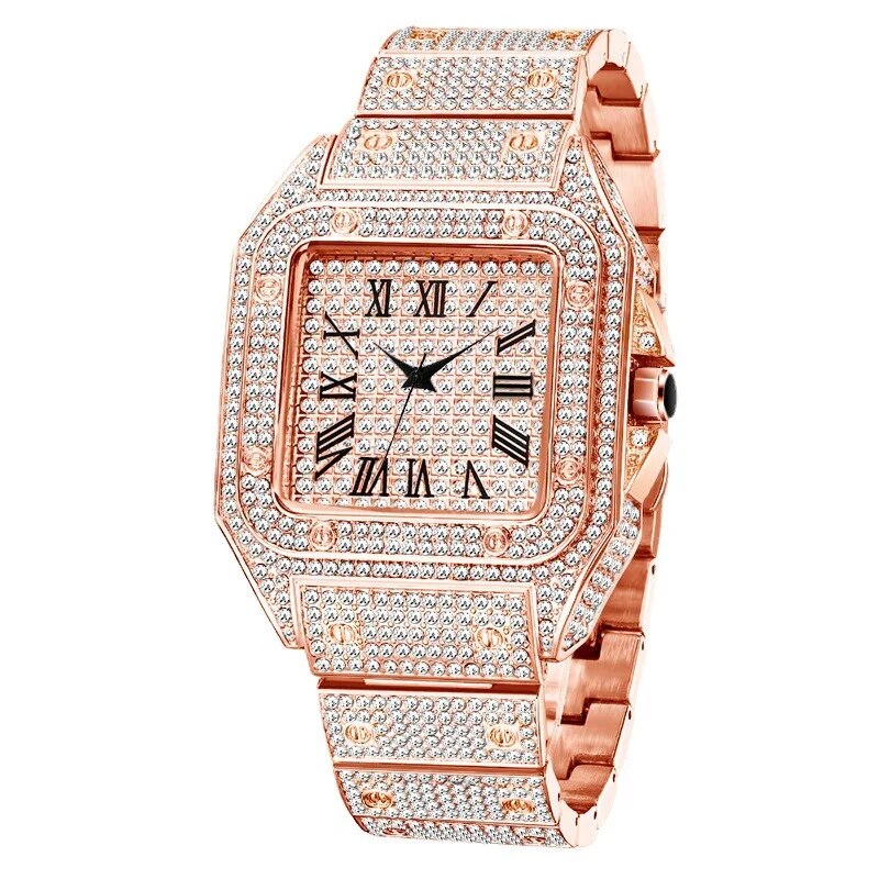 UTHAI L77 Watch For Men Fashion Luxury Gold Square Diamond Full Sky Star Male's image 7