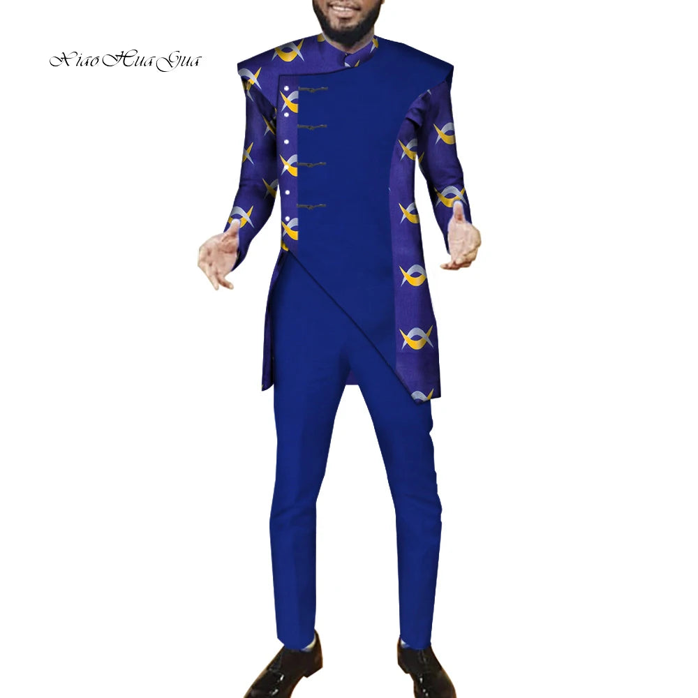 African Men Suits Sets Tops+Trousers Fashion Printing African Clothes for Men F image 3