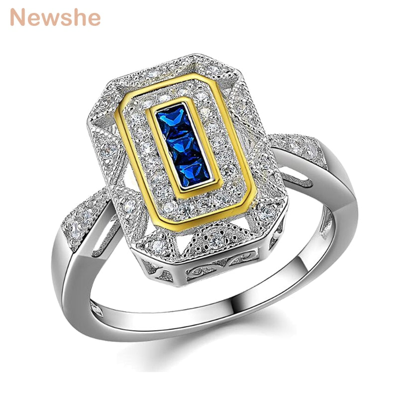 Newshe Wedding Ring Classic Jewelry Solid 925 Sterling Silver White & Gold image 0