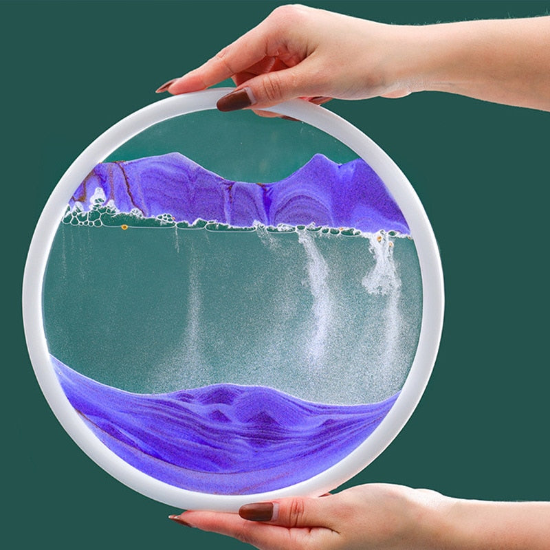 7/12inch Creative 3D Glass Sandscape in Motion Hourglass Moving Sand Frame Art image 9