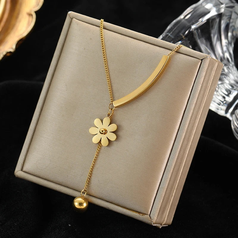 EILIECK 316L Stainless Steel Gold Color Hollow Ball Beads Pendant Necklace For image 5