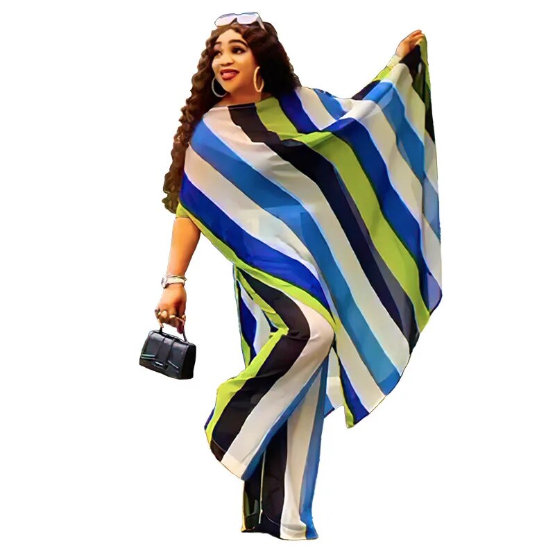 Plus Size Spring Autumn 2 Piece African Chiffon Clothes For Women Summer Party image 5