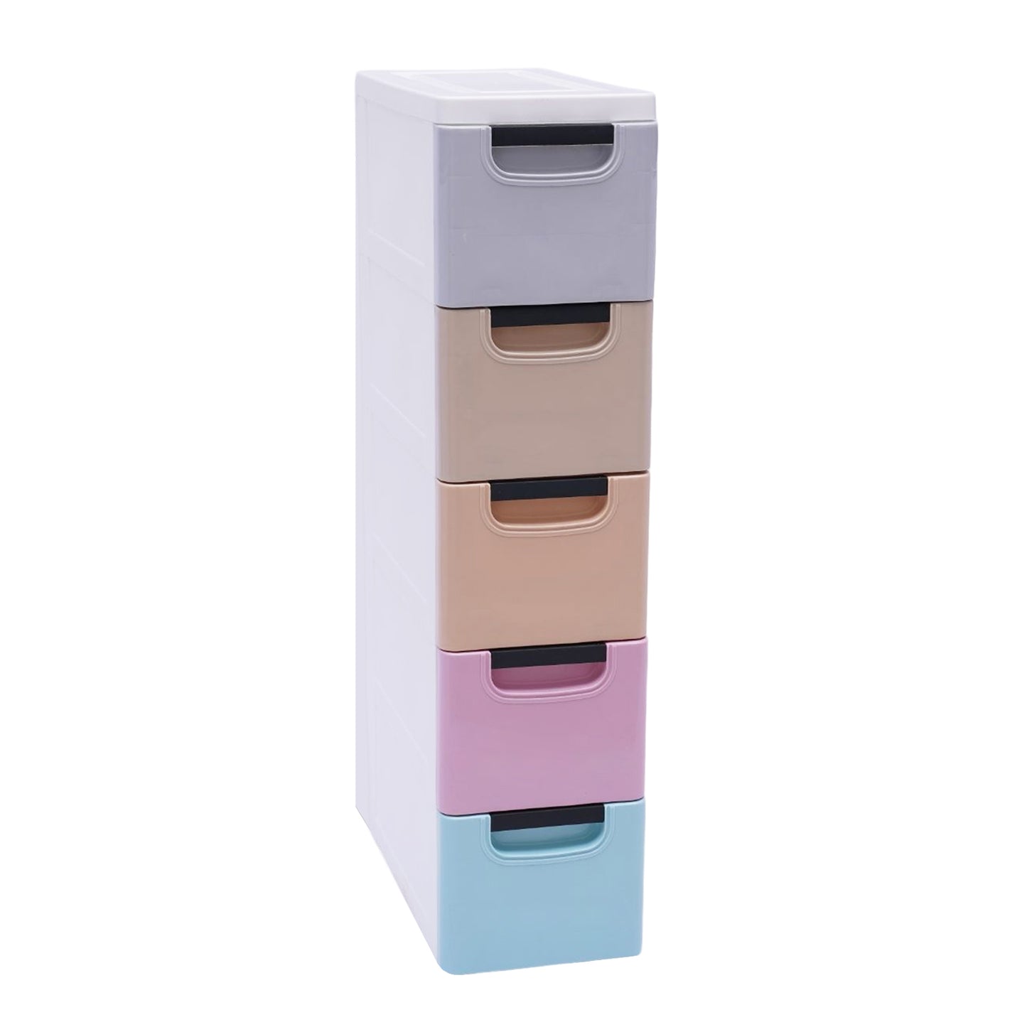5-Tier Vertical Clothing Storage Cabinet Narrow Plastic Clothing Organizer Towe image 1