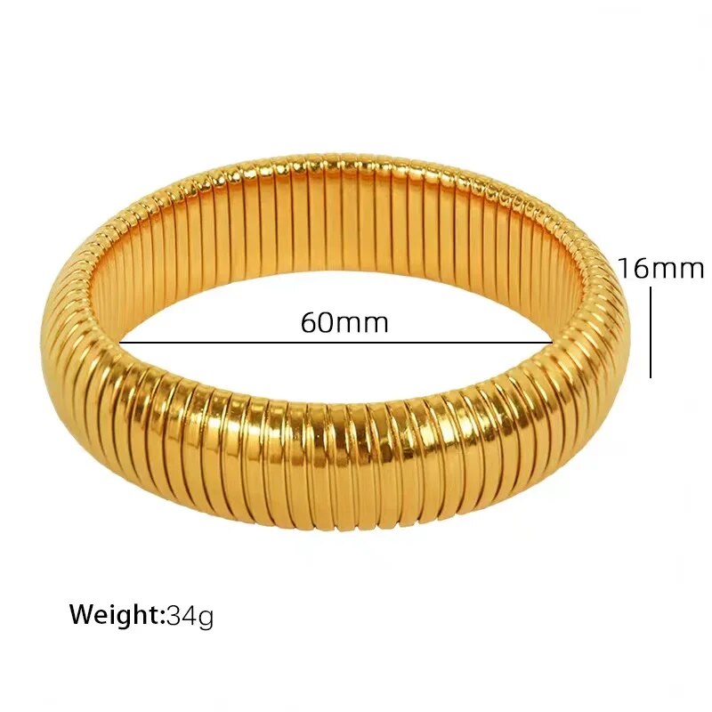 18k Gold Plated Stainless Steel Snake Twist Elastic Bracelets for Women Punk Fa image 5