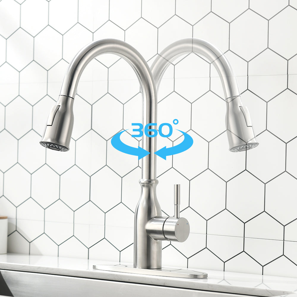 Kitchen Faucets 304 Single Handle Pull Out Kitchen Tap Single Hole Handle Swive image 2