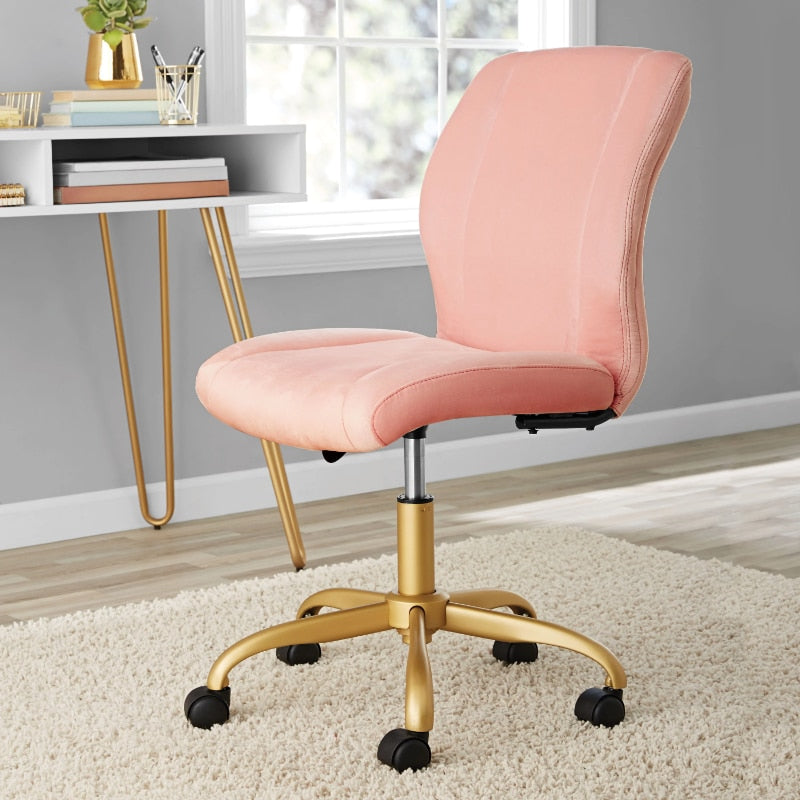 Mainstays Plush Velvet Office Chair, Pearl Blush office chair recliner chair of image 0