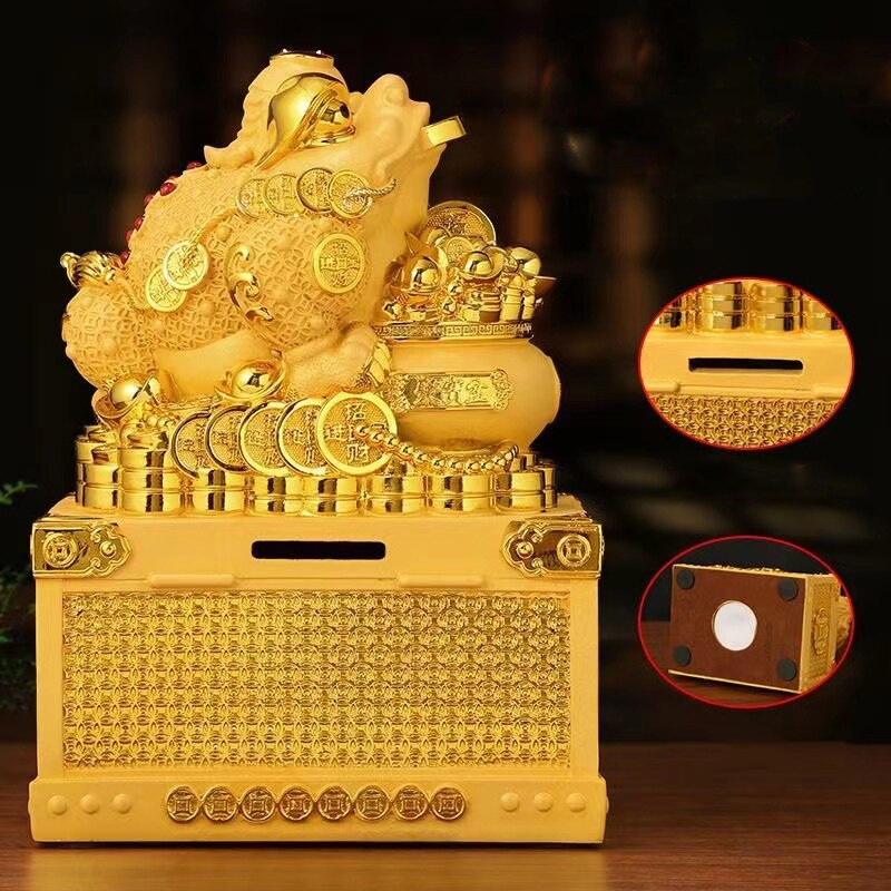 Mascot Golden Toad Piggy Bank Large Capacity Fortune Gathering Box Luxury Home image 3