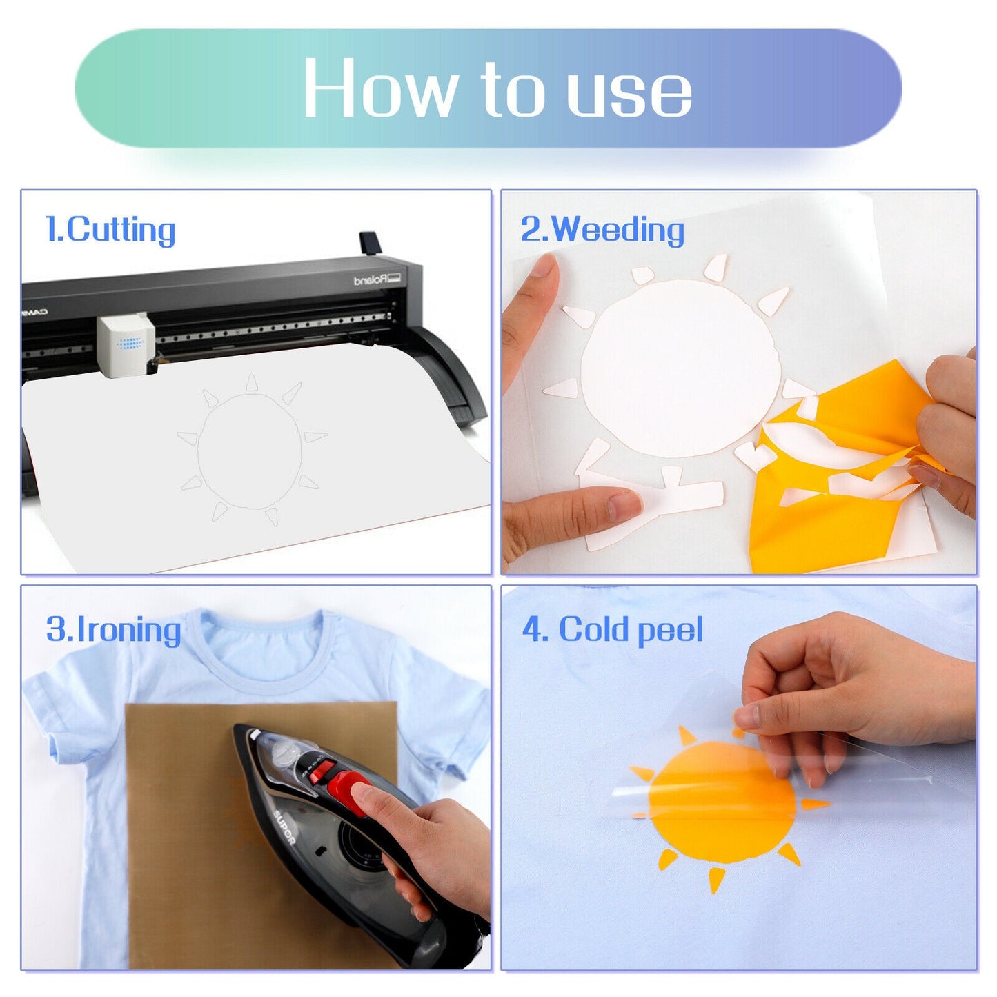 HTVRONT 8/14pcs 12X3ft Multi-Color PU Heat Transfer Vinyl Roll for Cricut T-shi image 6